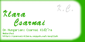 klara csarnai business card